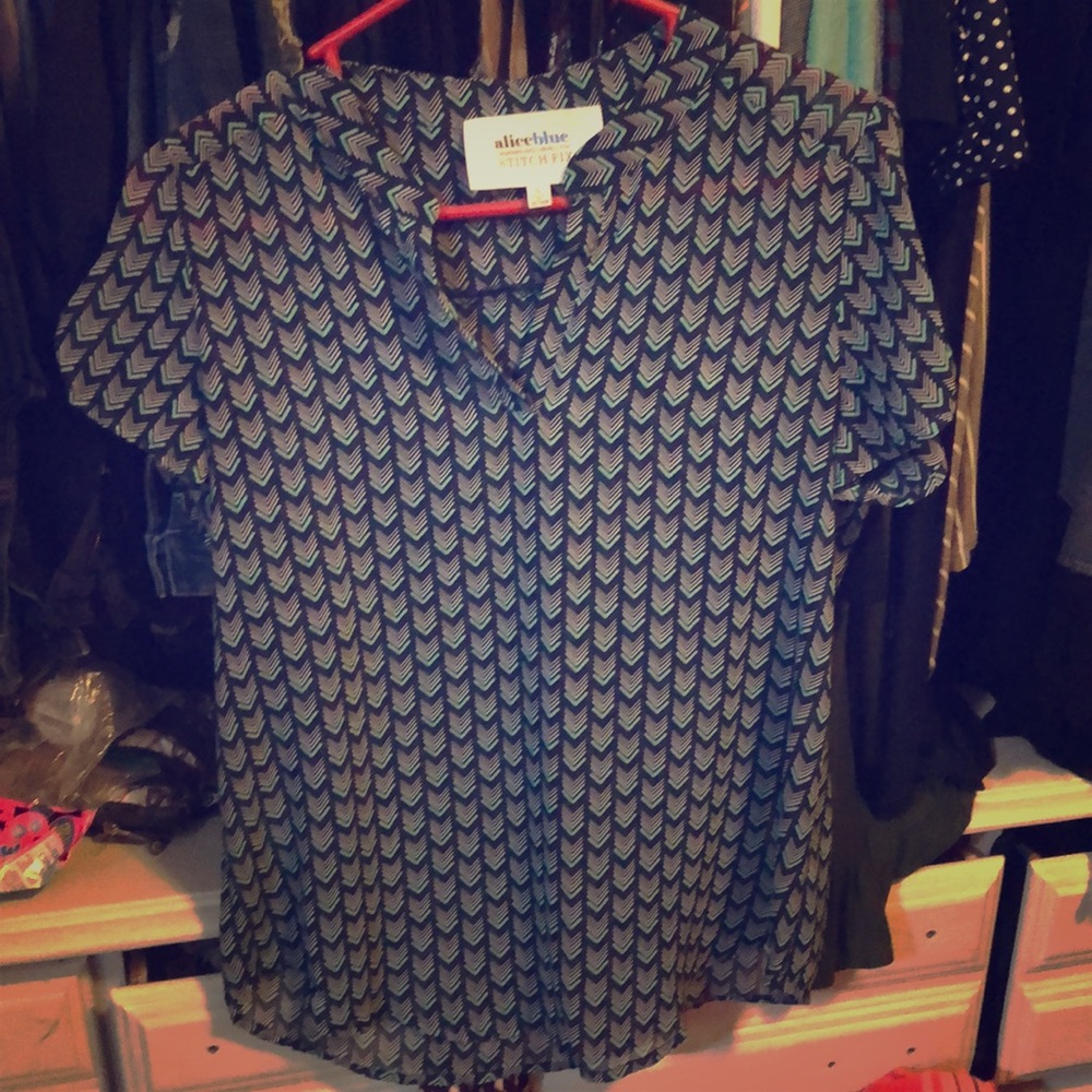 Silk short sleeve Alice Blue blouse